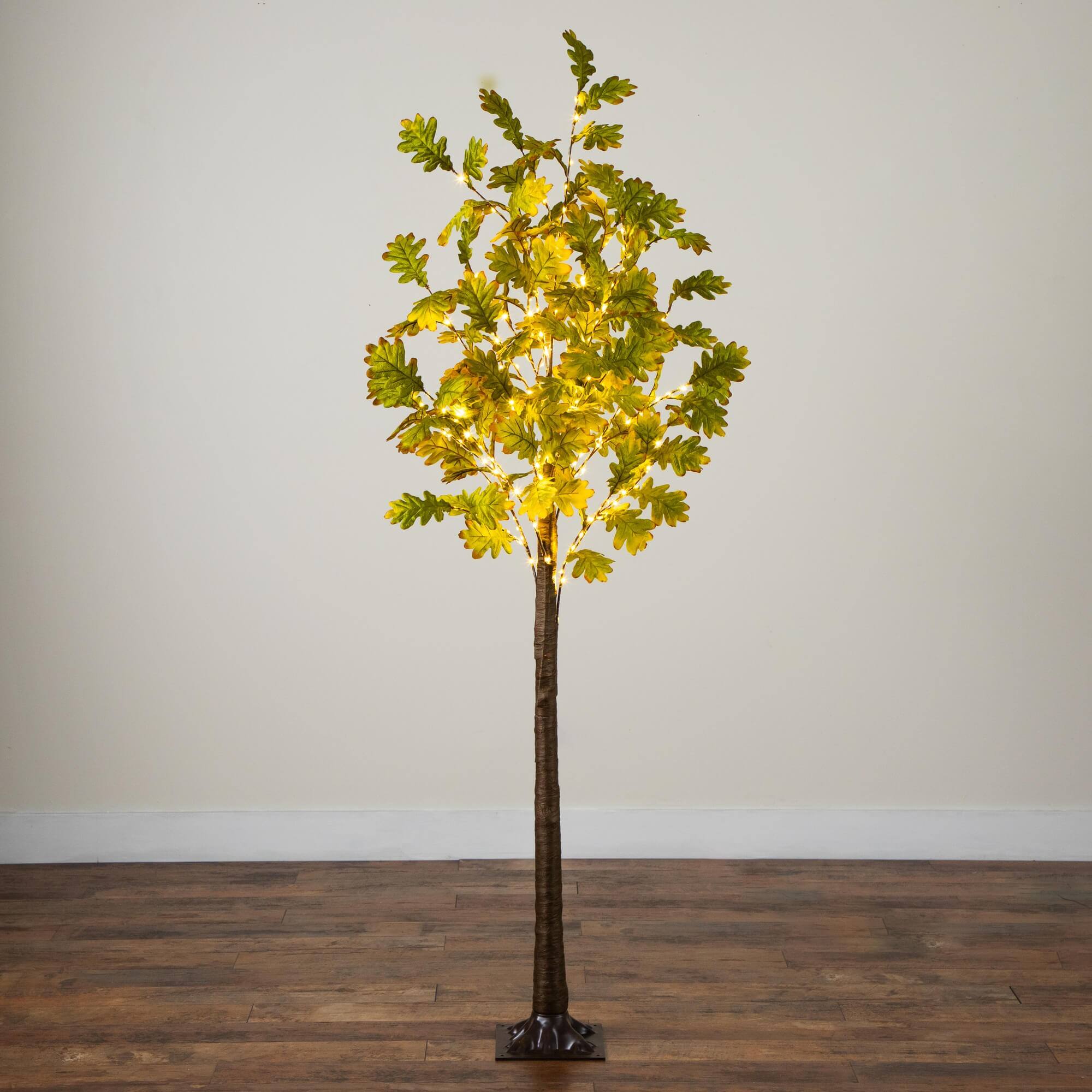 5ft. Pre-Lit Green Autumn Oak Artificial Fall Tree with 200 Warm White LED Lights